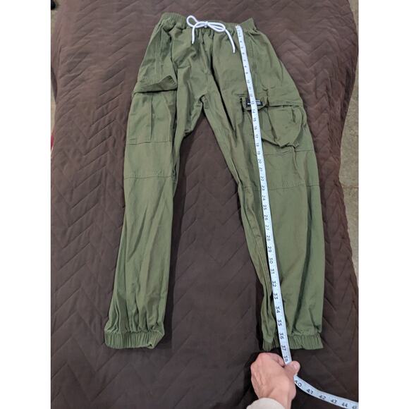 Women's draw string elastic band olive/army green cargo joggers, Snagtree size L - Picture 7 of 7